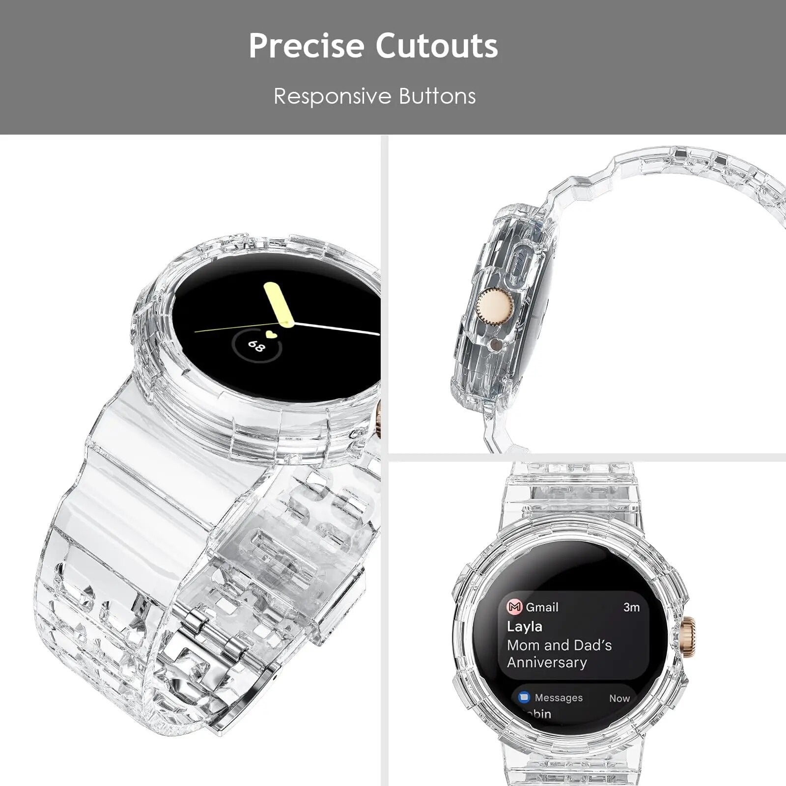 Transparent Case + Soft TPU Band for Google Pixel Watch 2