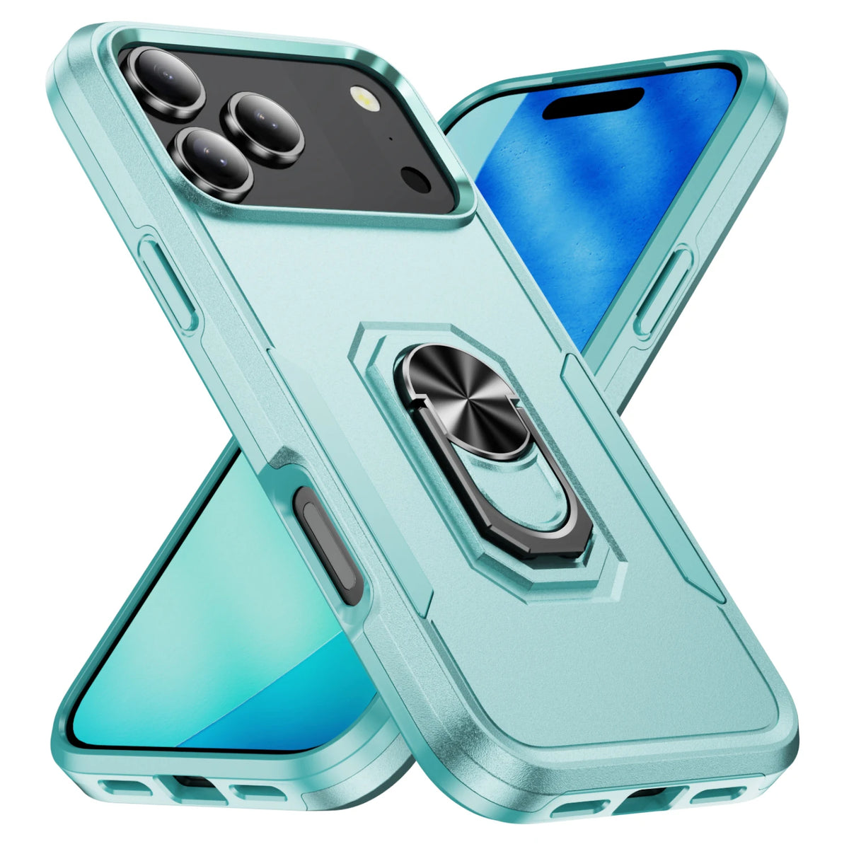 Dual-Layer Shockproof Case with 360° Rotating Ring Stand for iPhone 18 Series