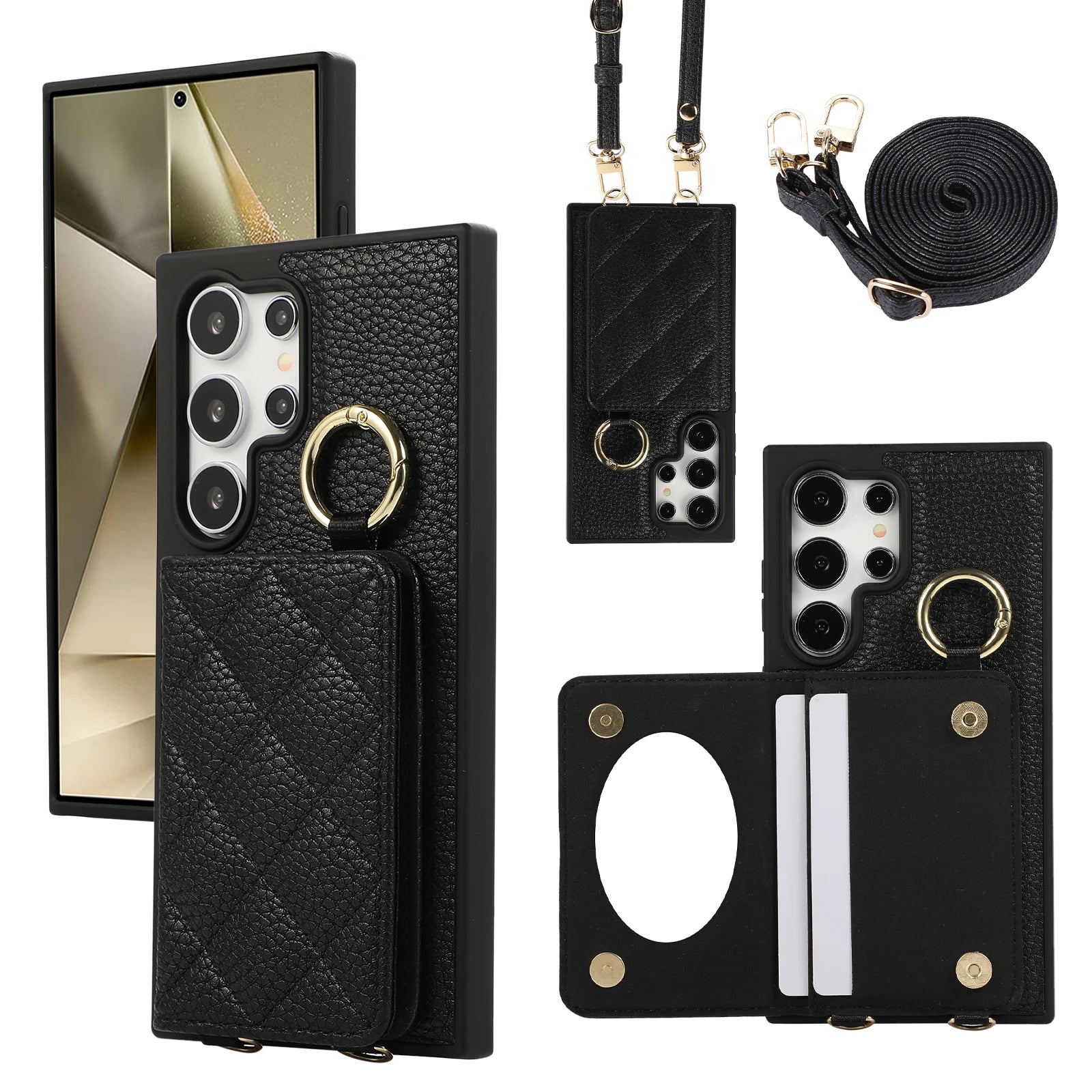 Plaid Pattern Leather Crossbody Wallet Case for Samsung Galaxy S25 Series