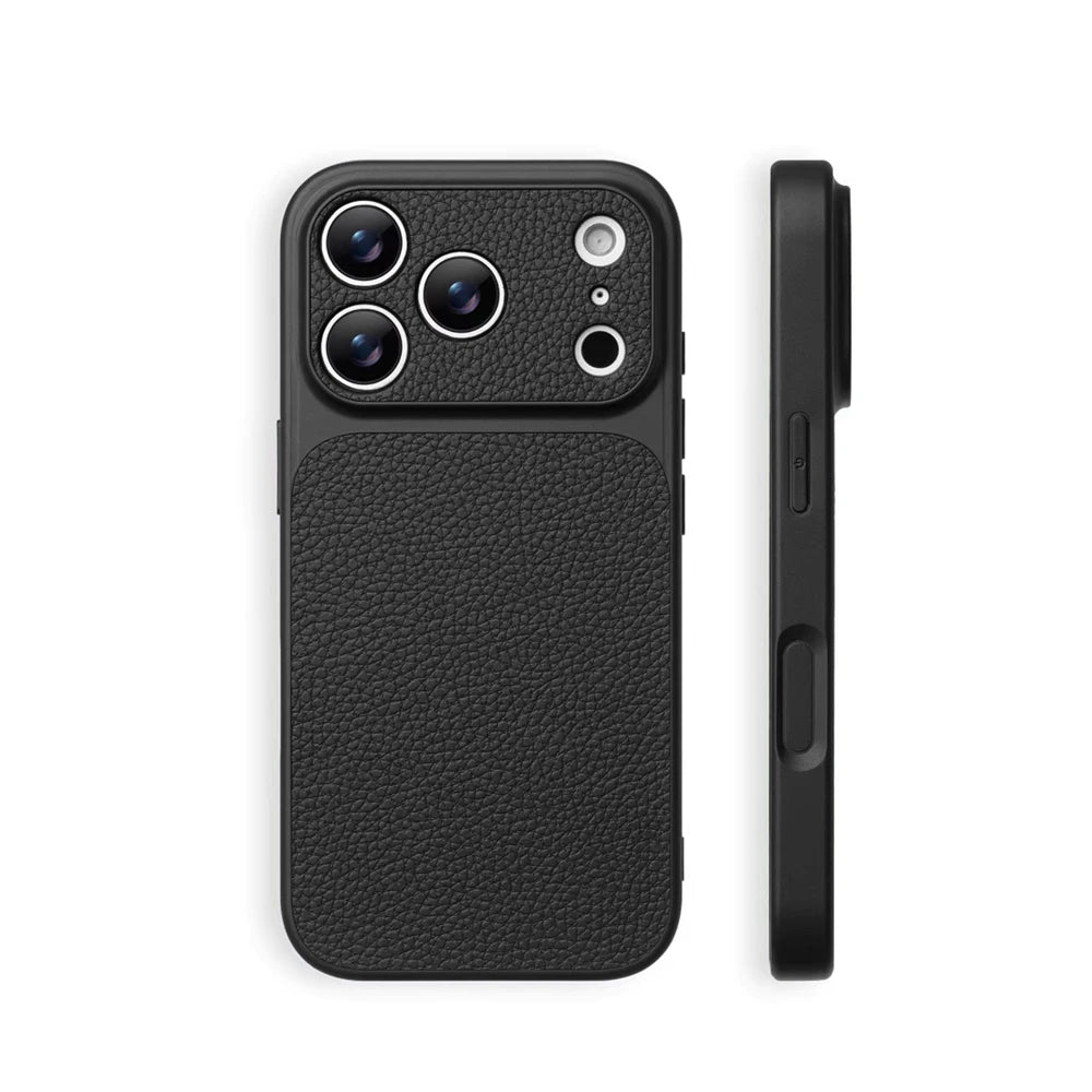 Luxury Lychee Texture Leather Case with Full Camera Protection for iPhone 17 Series