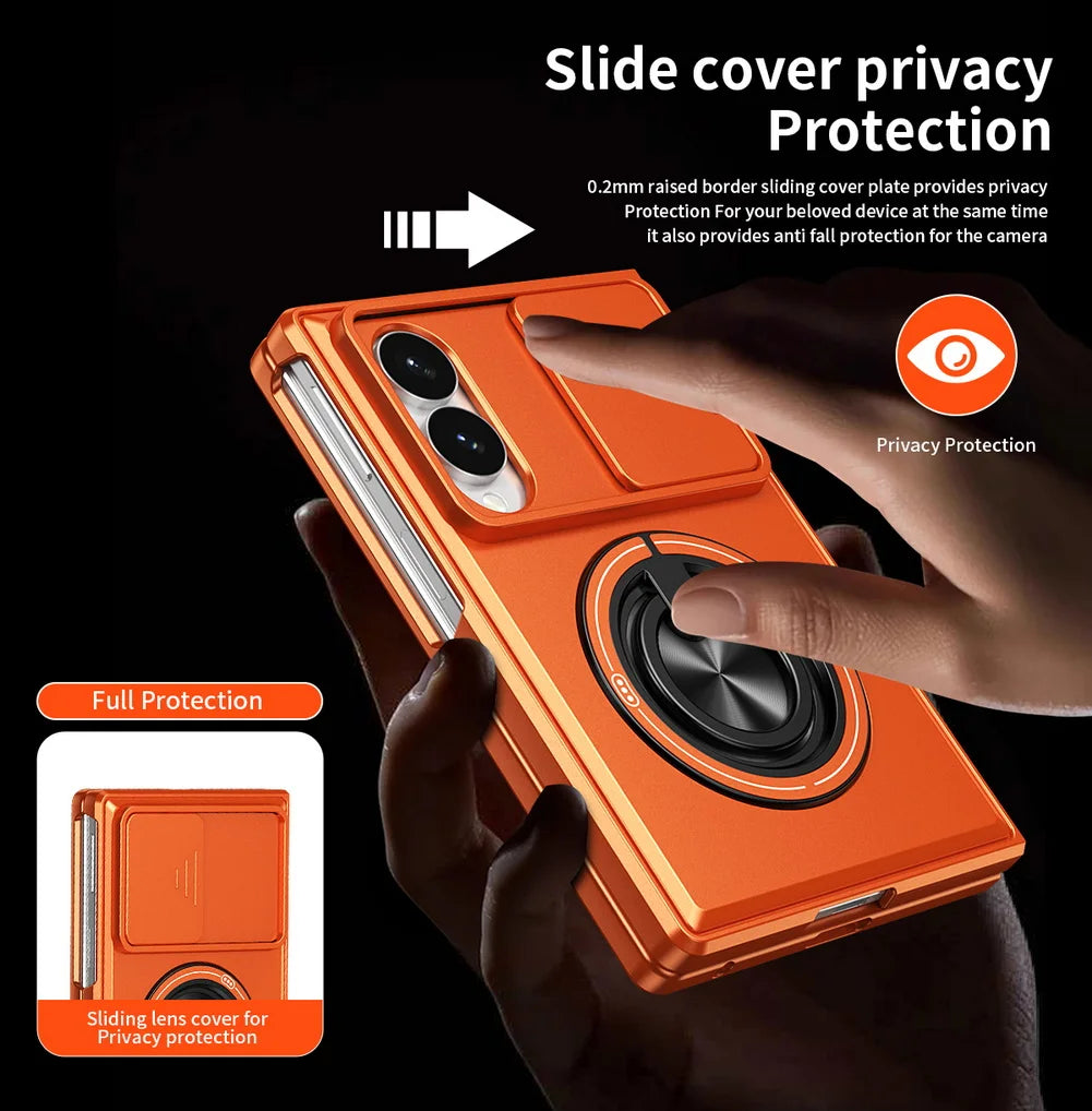 Shock-Absorption Perimeter Frame Case with Rotating Ring Grip for Samsung Galaxy Z Fold 8