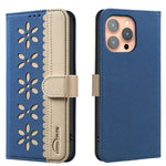 Flower Pattern Flip Leather Wallet Case for iPhone 15 Series