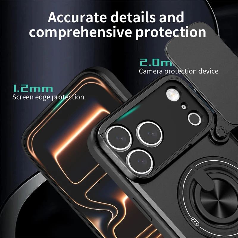 MagSafe Compatible Case for iPhone 17 Series with Rotating Ring and Camera Cover
