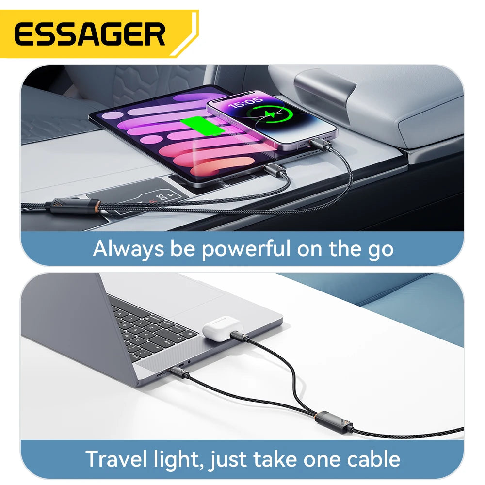 Essager 2-in-1 USB Type-C to USB Type-C/Lightning Cable