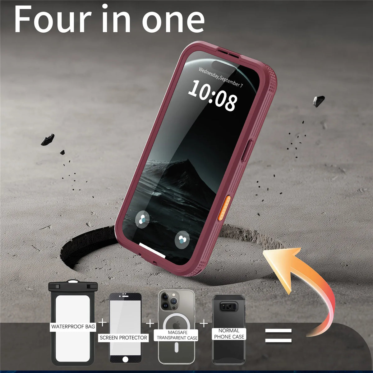 IP68 Waterproof MagSafe Case with Reinforced Corners for iPhone 18 Series