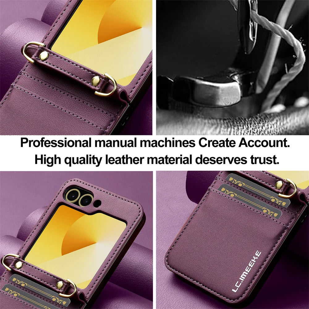 Leather Crossbody Wallet Case for Samsung Galaxy Z Flip 6