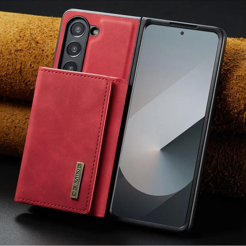 Samsung Galaxy Z Fold 7 Tri-Fold Magnetic Leather Case with Kickstand & Card Holder