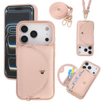Crossbody Leather Wallet Case with Built-In Makeup Mirror for iPhone 17 Series