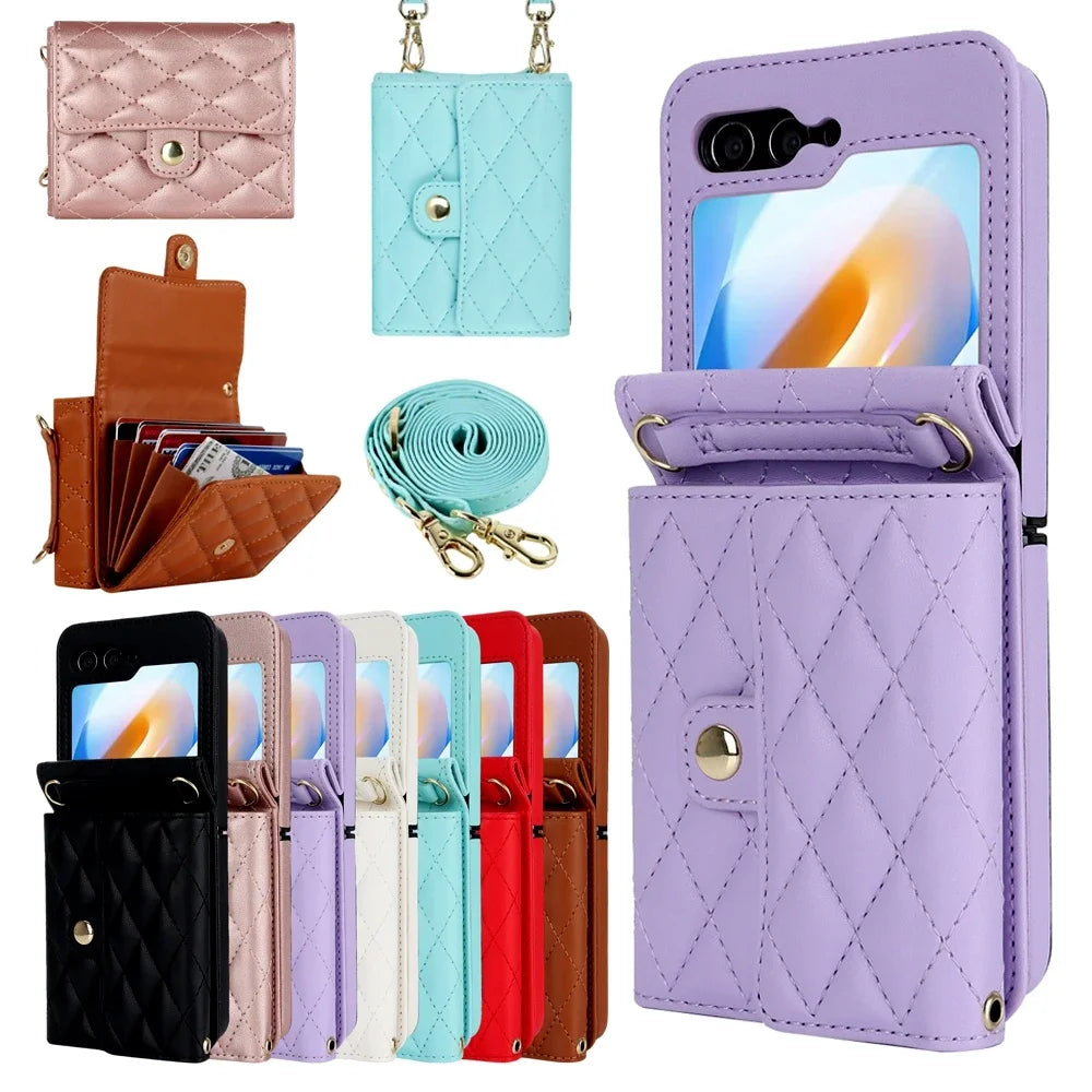 Stylish Leather Wallet Flip Case for Samsung Galaxy Z Flip 6