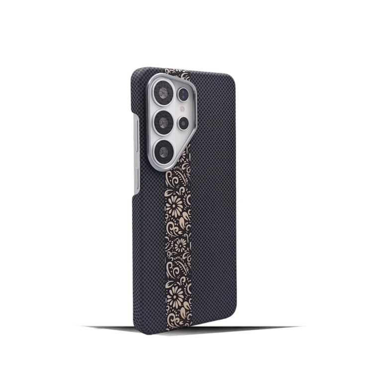 Carbon Fiber Magnetic Wireless Charging Case with Raised Camera Ring for Samsung Galaxy S25 Ultra