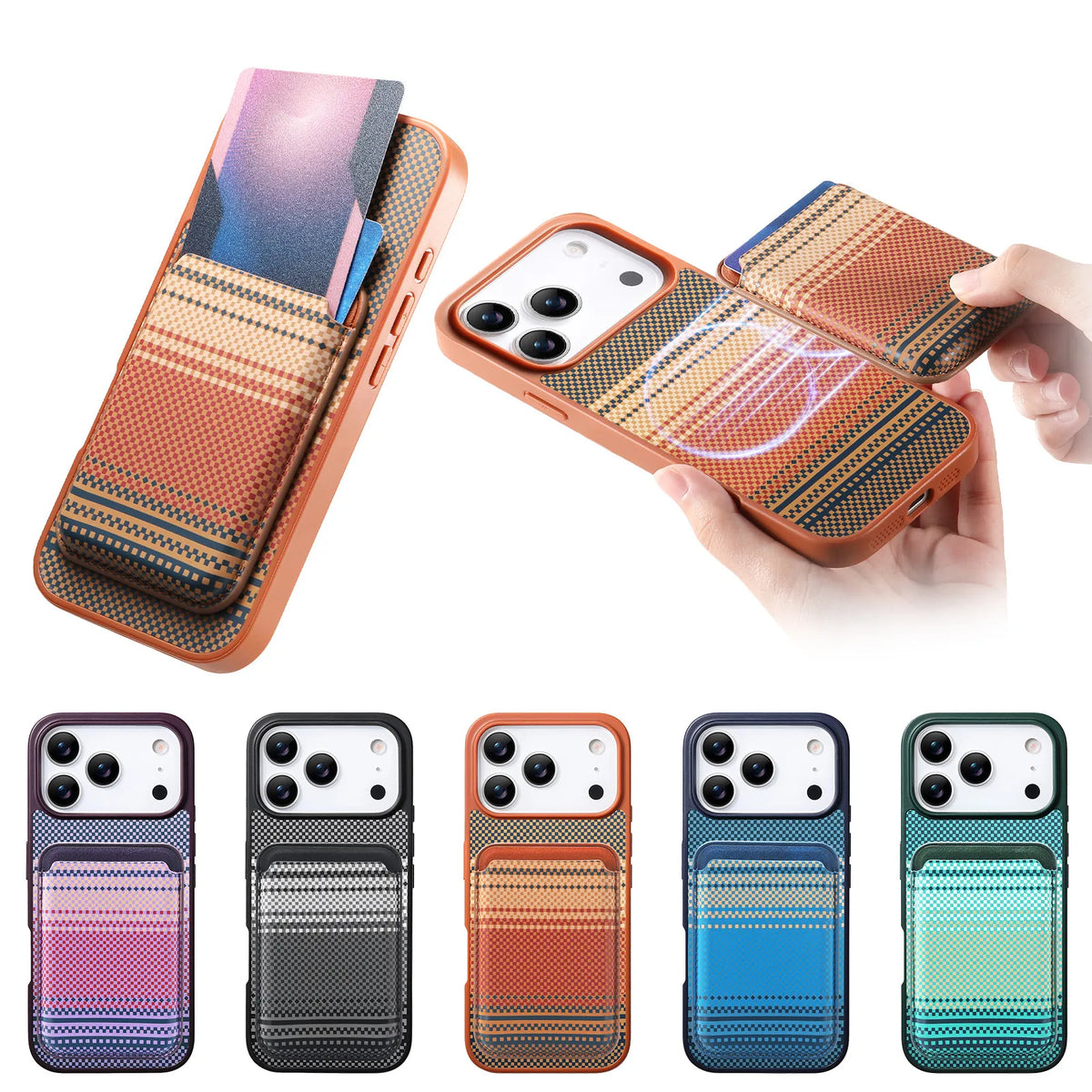iPhone 17 Series MagSafe Gradual Color Case with Detachable Card Holder