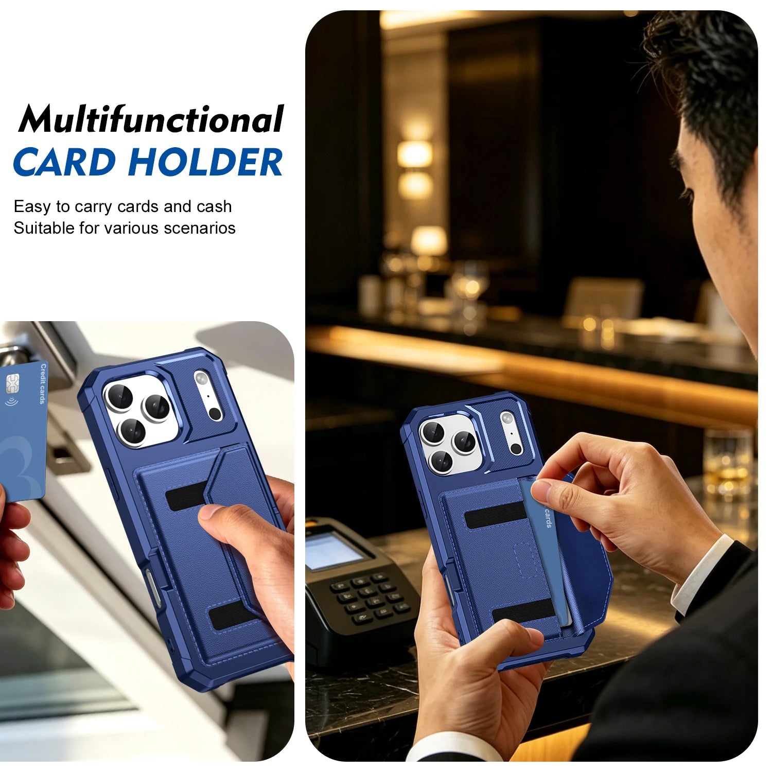 Shockproof Leather Phone Case with Card Storage for iPhone 17 Series
