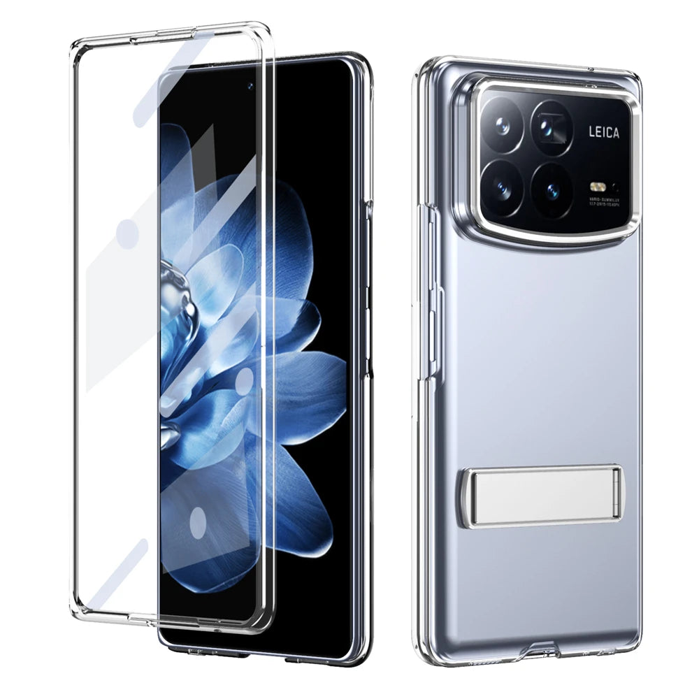 Hard PC Transparent Case with Kickstand & Glass Screen Protector for Xiaomi MIX Fold 4