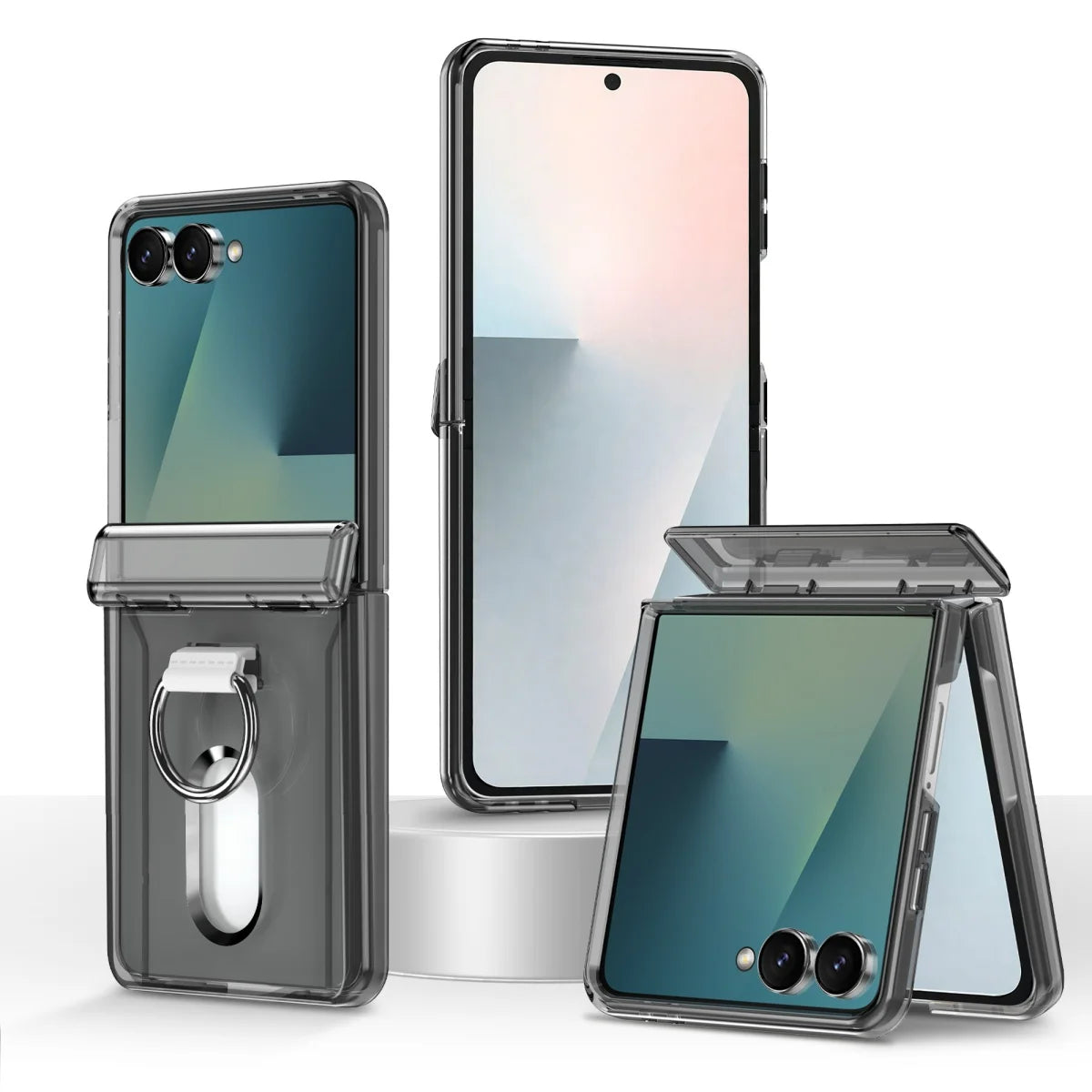 2-Card Wallet Flip Case with Rotating Finger Ring for Samsung Galaxy Z Flip 8