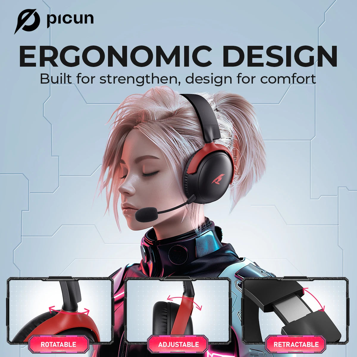 Picun G3 2.4GHz Wireless Gaming Headset – Superior Audio Performance