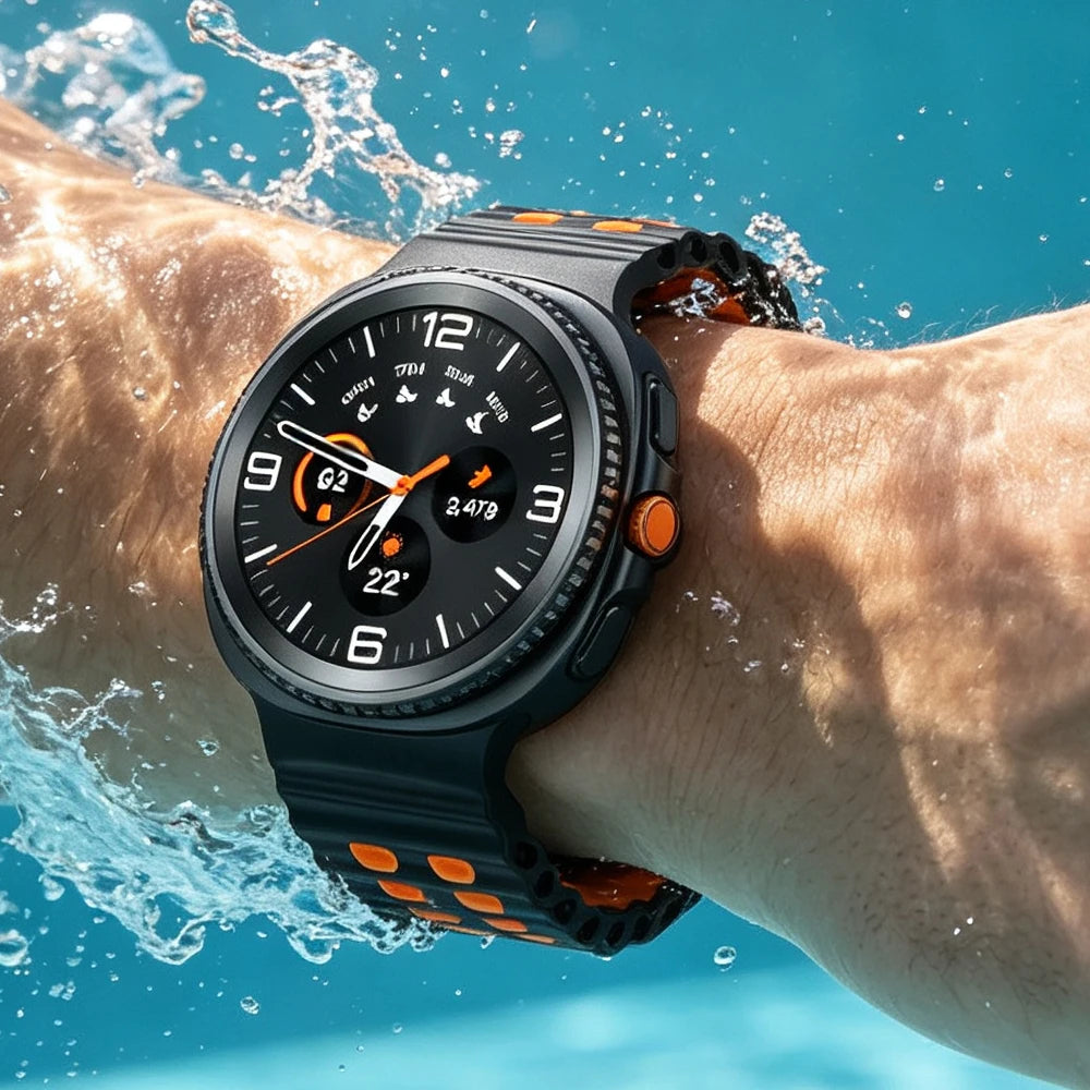 Perforated Silicone Watch Strap with Adjustable Fit for Samsung Galaxy Watch 9