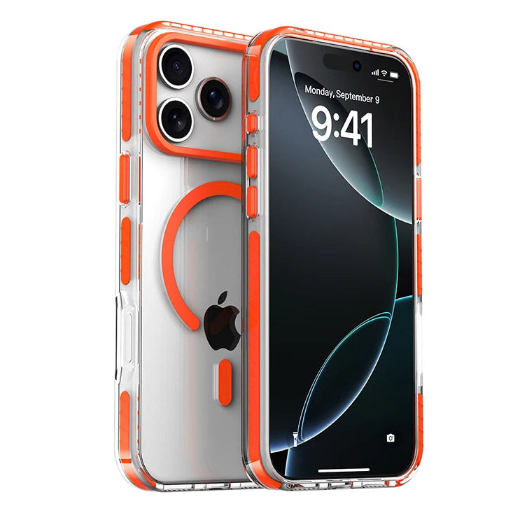 Premium Clear MagSafe Case with Striped Edges for iPhone 17 Series