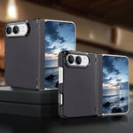 Textured Fabric Hinge Protection Case with Central Axis Reinforcement for iPhone Duo