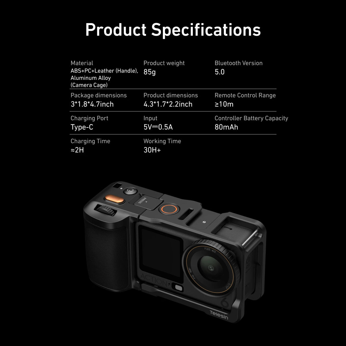 Telesin Detachable Bluetooth Remote DJI Osmo Action 6