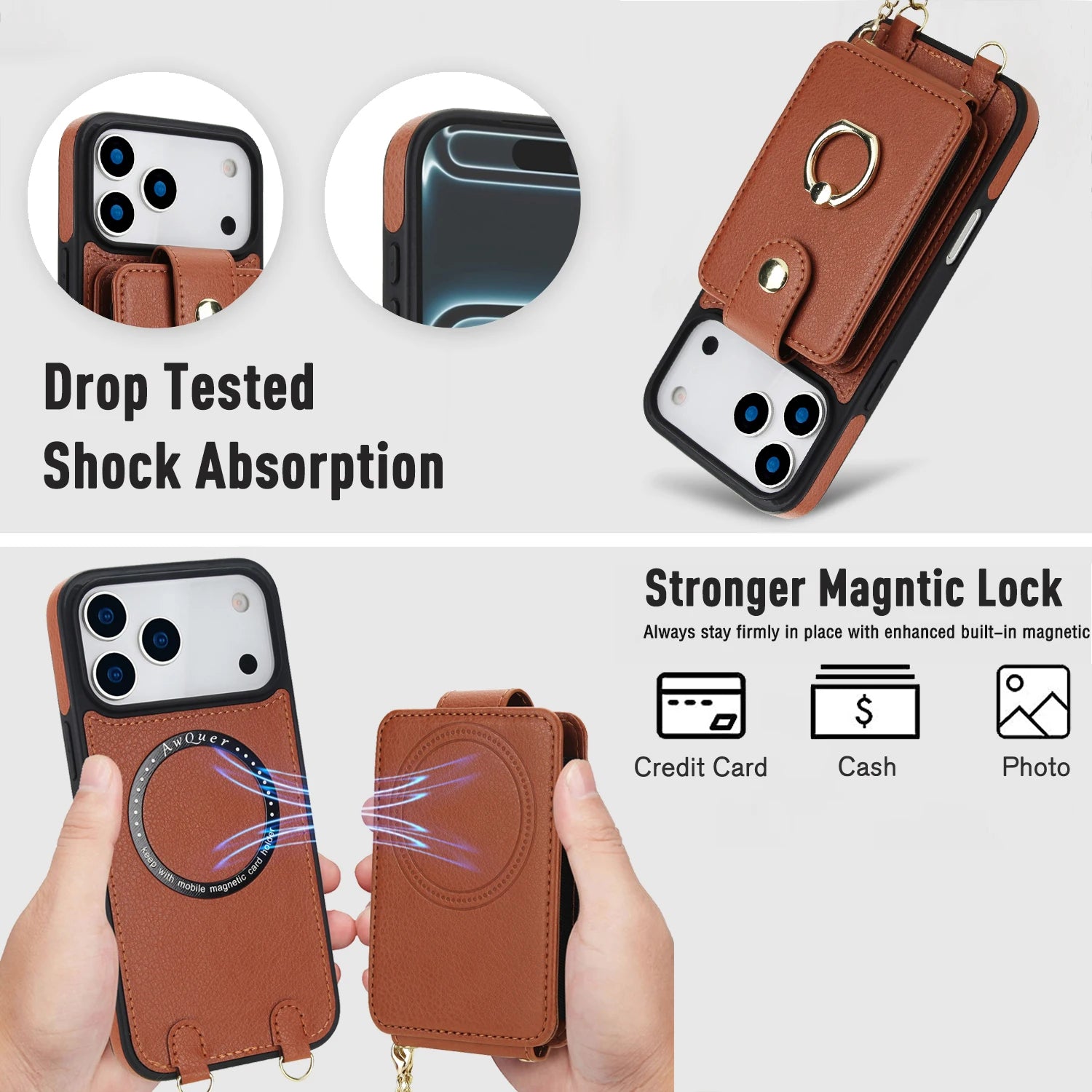 2-in-1 Zipper Wallet Case with Detachable Lanyard for iPhone 17 Series