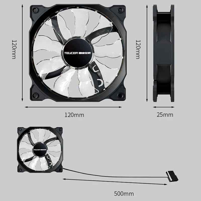 TEUCER 120mm RGB Vortex Light Effects PC Case Fan