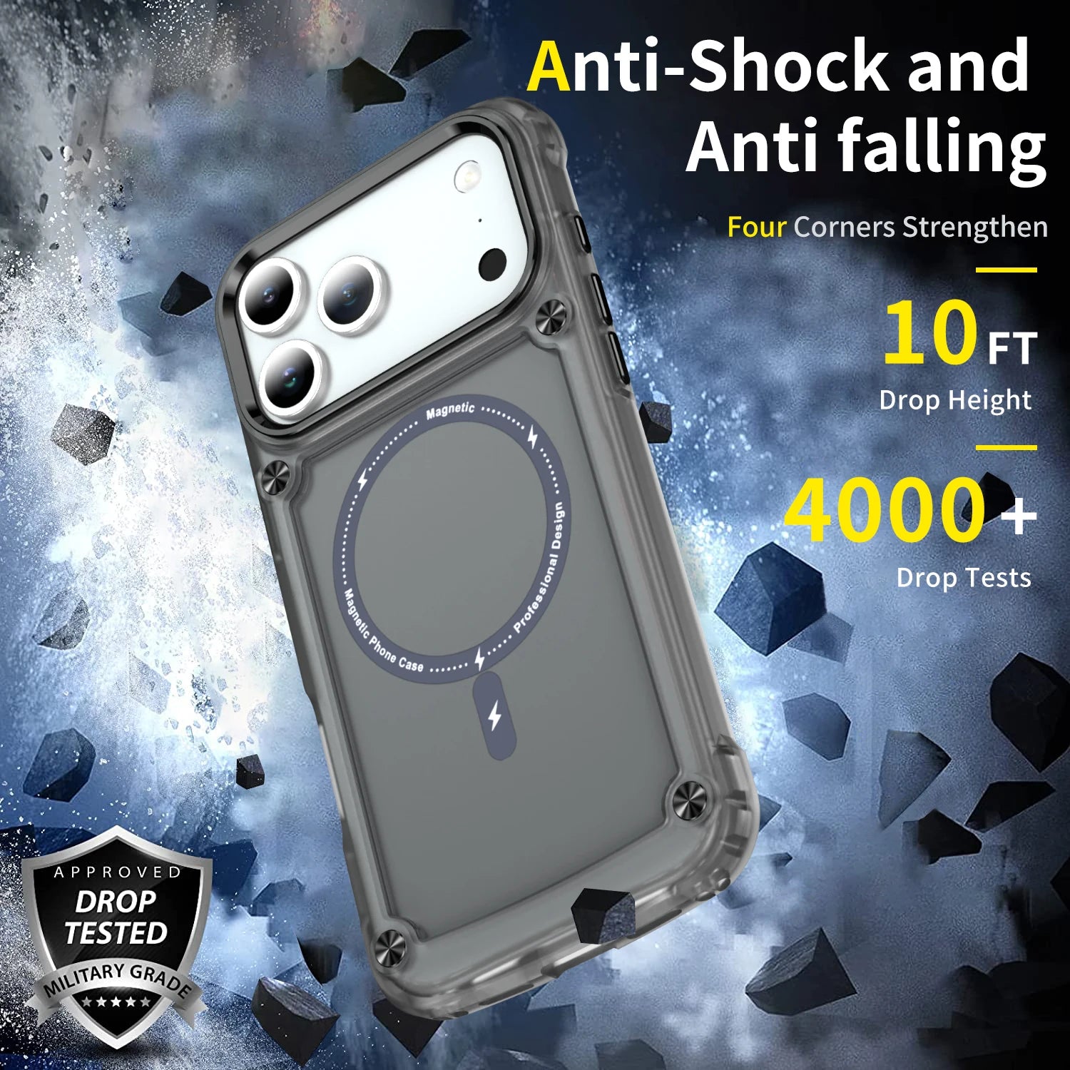 Armor Shockproof MagSafe Case with TPU Frame & Translucent Acrylic Back for iPhone 17 Series