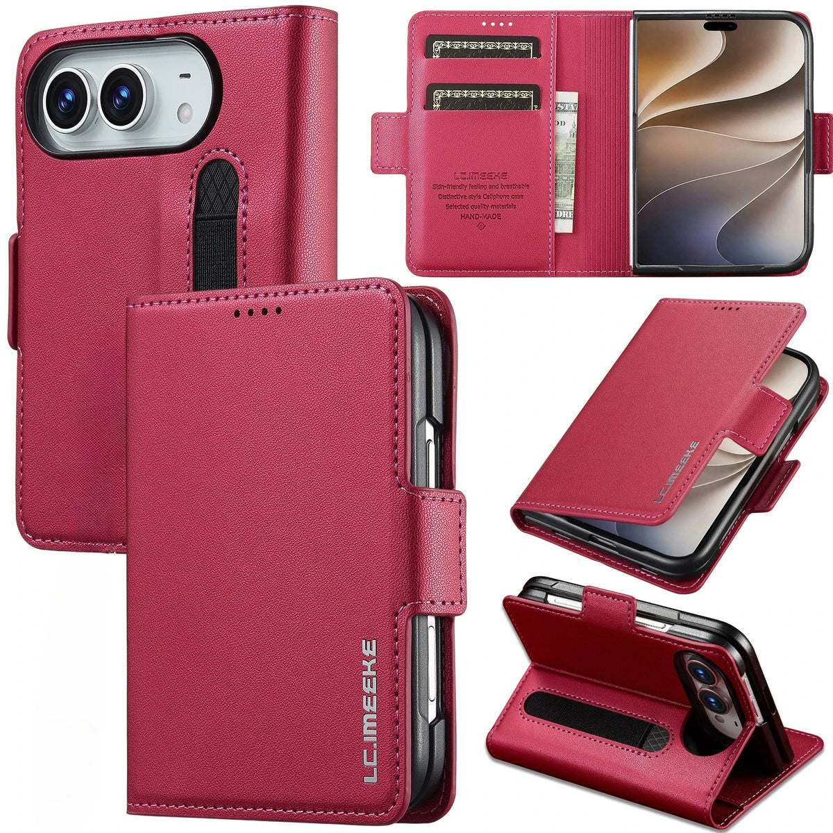 Leather Wallet Case with Integrated Pen Holder for iPhone Duo