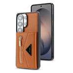 Pebble Grain Leather Detachable Card Pouch Case with Magnetic Attachment for Samsung Galaxy S24 Ultra