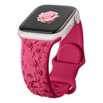 Rose Floral Engraved Strap Replacement Band for Apple Watch