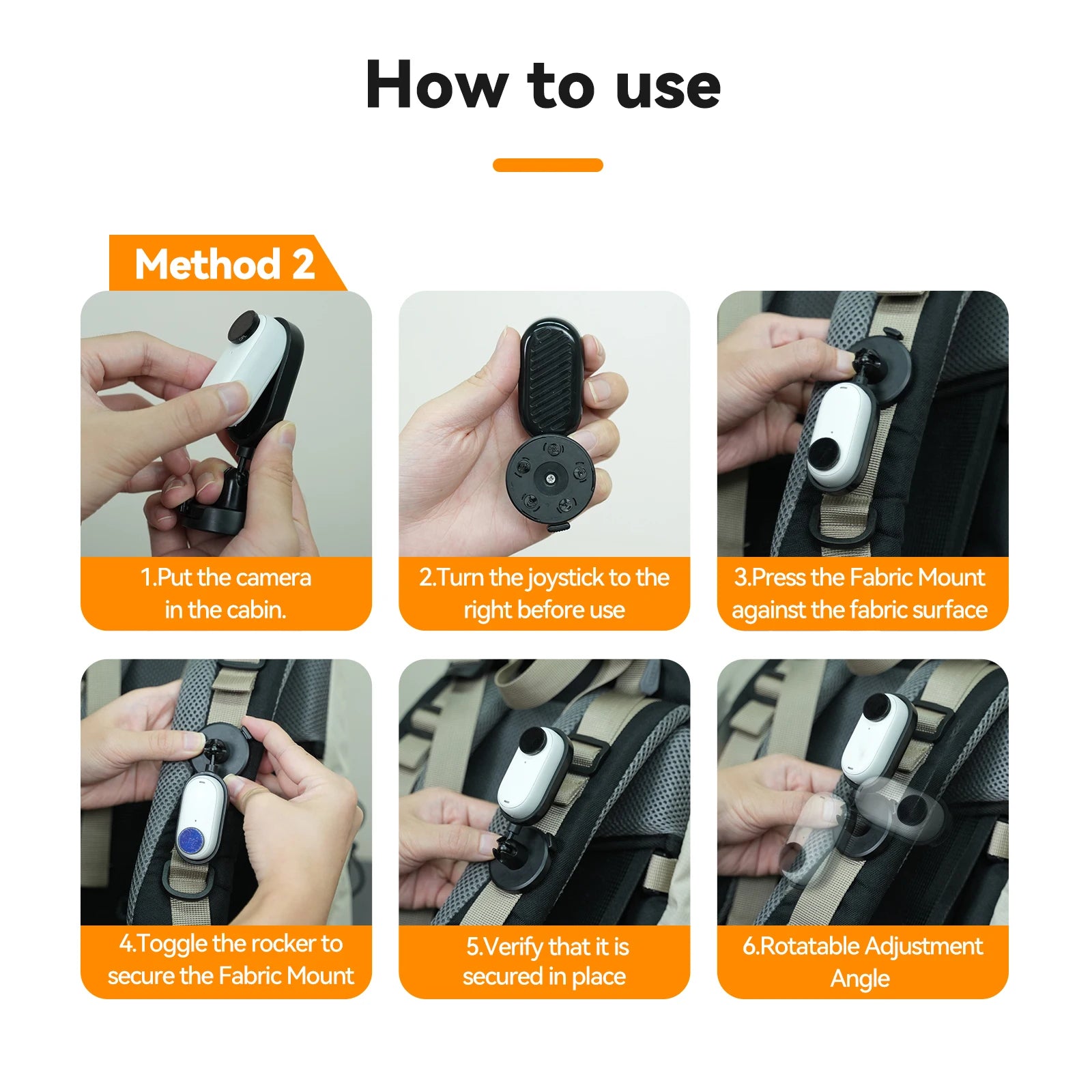 TELESIN Fabric Backpack Mount for Insta360 Go3/Go3s