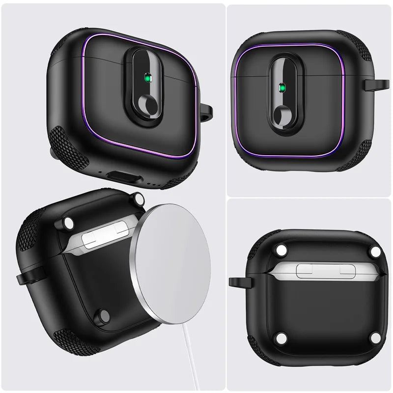 Shockproof Padded Case with Metal Carabiner Clip for AirPods Pro 3