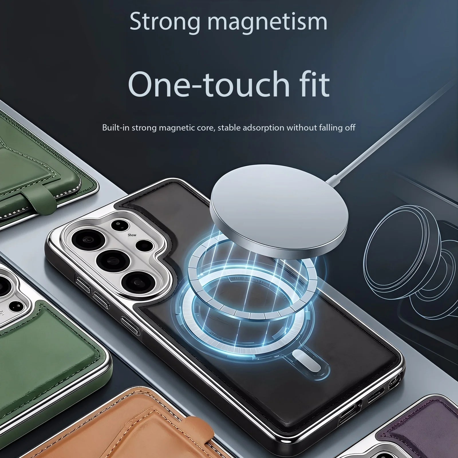 Shockproof Magnetic Leather Case with Removable Card Holder for Samsung Galaxy S26 Series