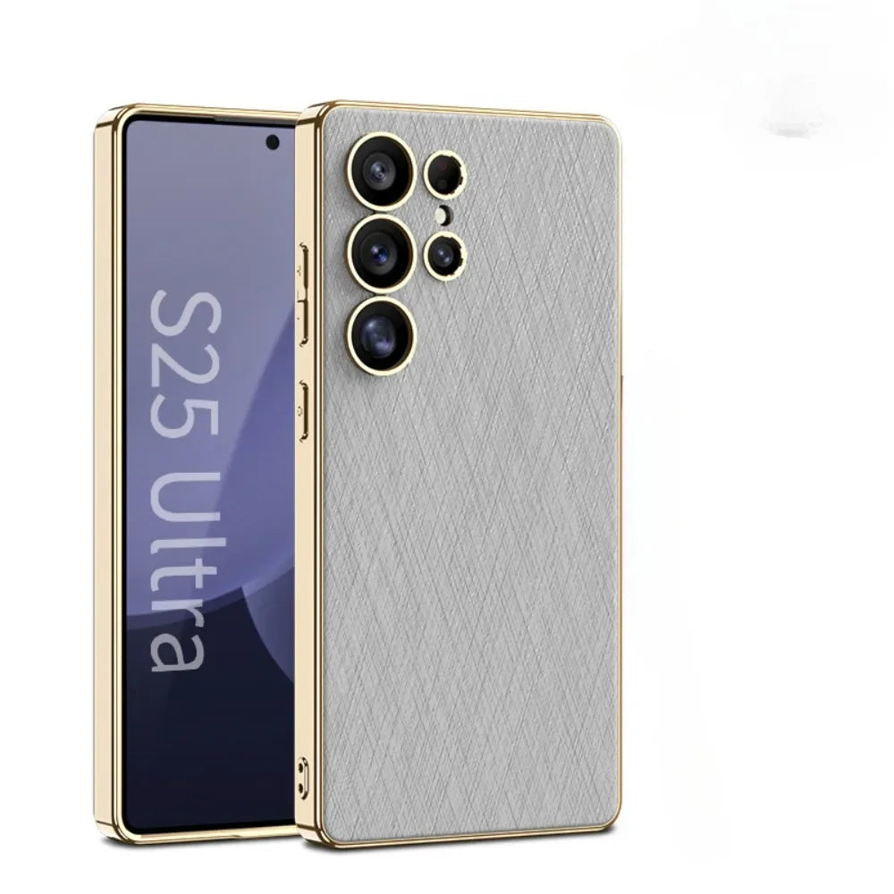 Electroplated Leather Protective Case for Samsung Galaxy S25 Ultra