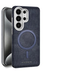 Matte Leather Magnetic Case with Metal Lens Protection for Samsung Galaxy S24 Series