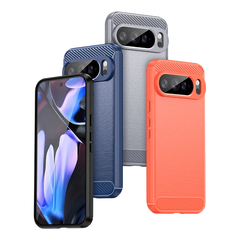 Soft Carbon Fiber Brushed Texture Case for Google Pixel 10 Series