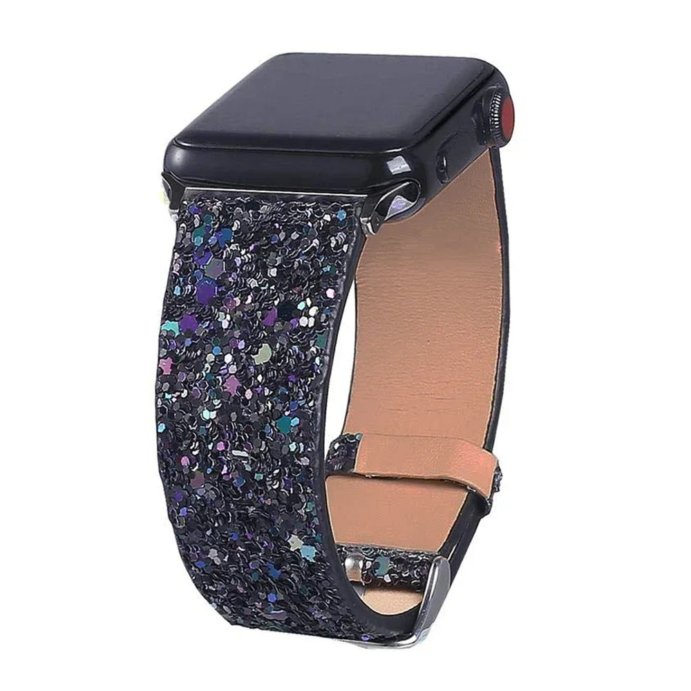 Luxury Shiny Glitter Leather Strap for Apple Watch