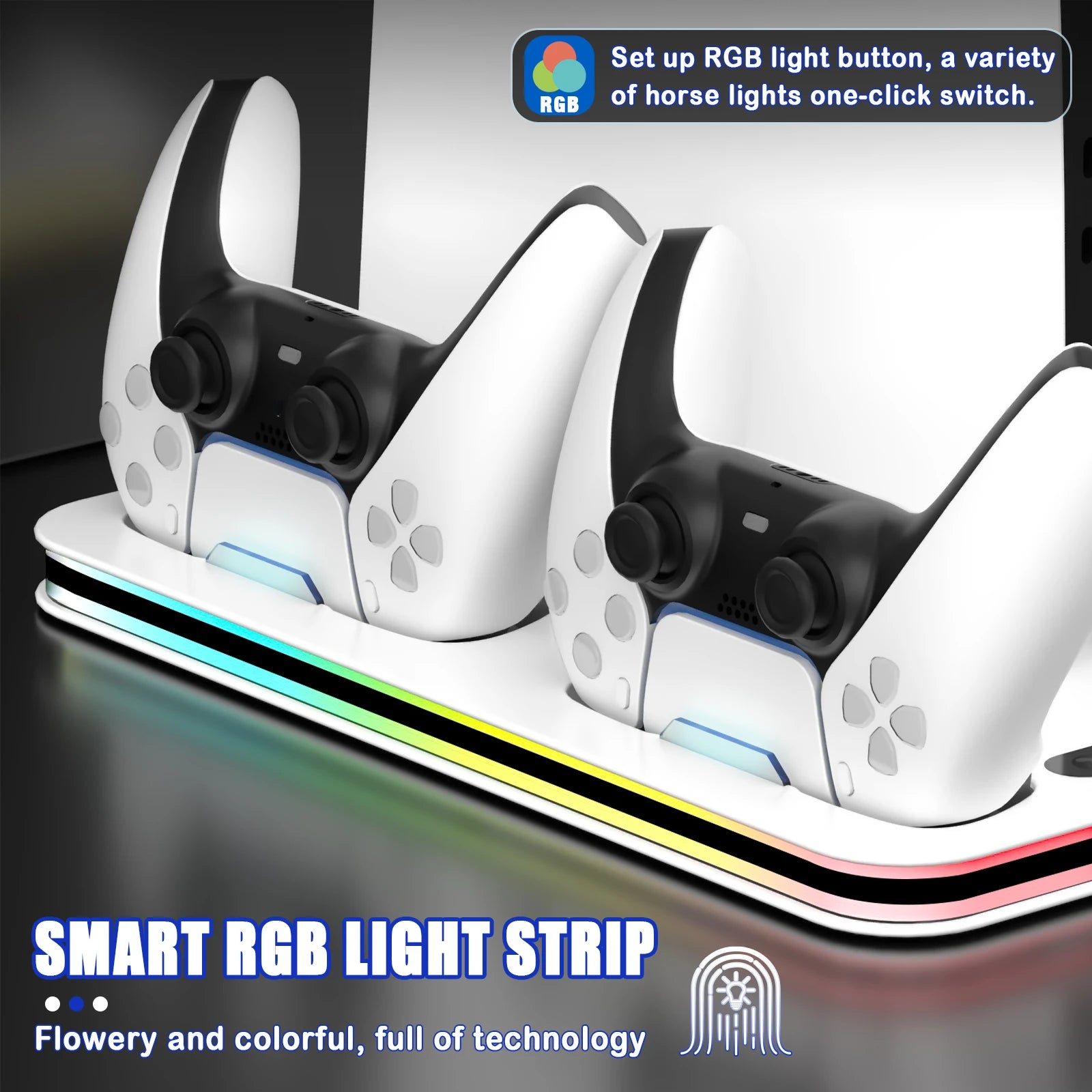 PlayStation 5 Cooling Stand with Dual Controller Charging and RGB Lights