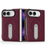 Faux Leather MagSafe Kickstand Case with 360° Rotating Stand for iPhone Duo