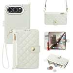 Quilted Leather Crossbody Wallet Case with Detachable Strap for iPhone Duo