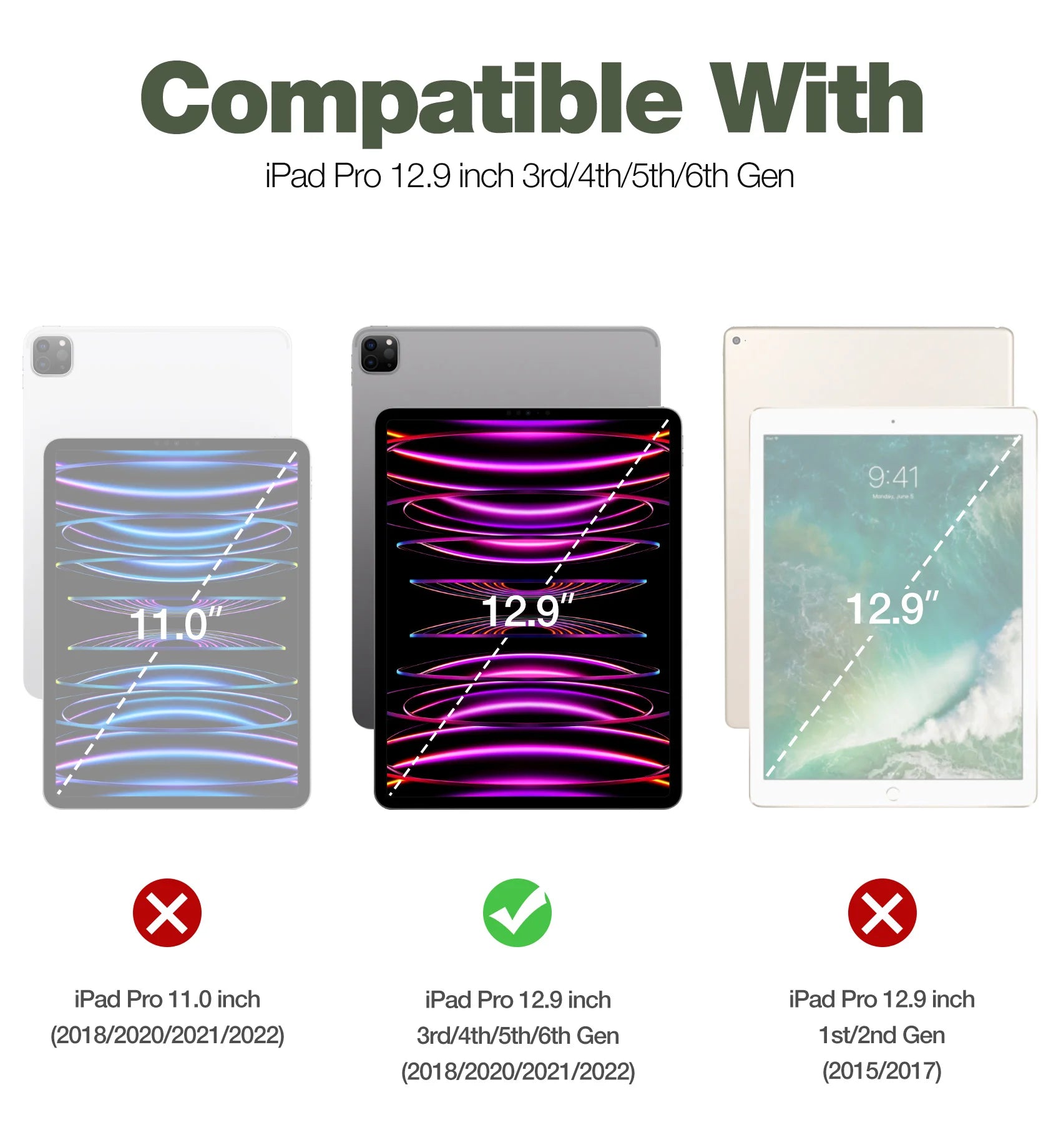iPad Pro 12.9" Heavy Duty Shockproof Full Body Protective Case with Built-in Screen Protector