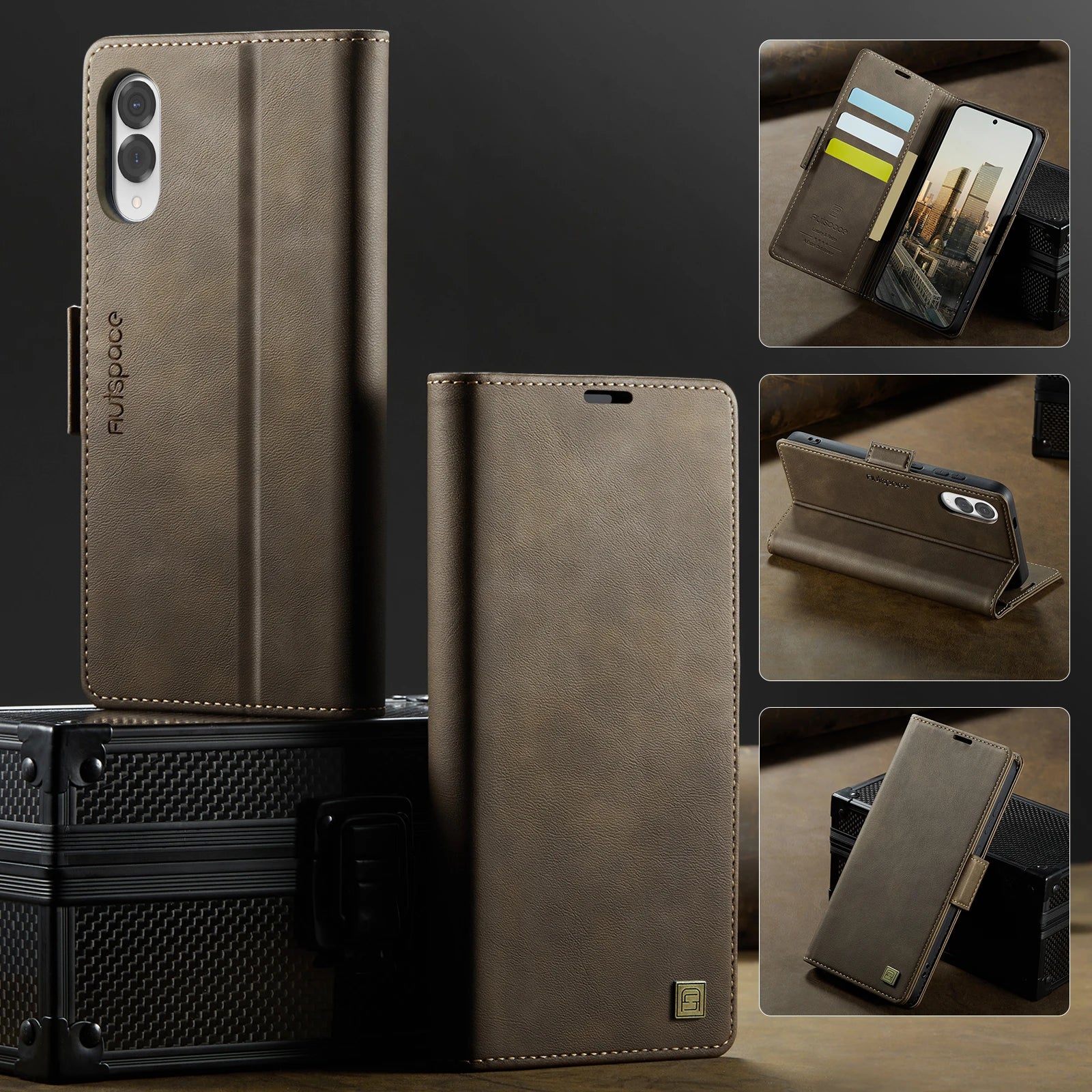 Premium Leather Flip Wallet Book Case for Samsung Galaxy S25 Edge