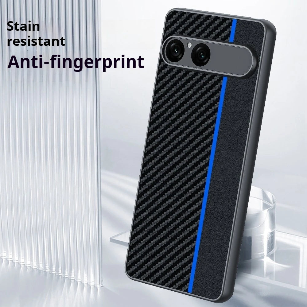 Sony Xperia 10 VII PU Leather Case with Fiber Texture and Shock-Resistant Protection