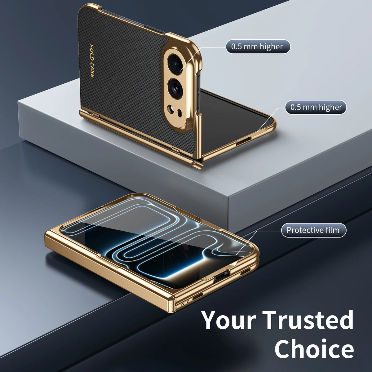 Synthetic Leather Anti-Shock Case with Raised Camera Ring for iPhone Duo