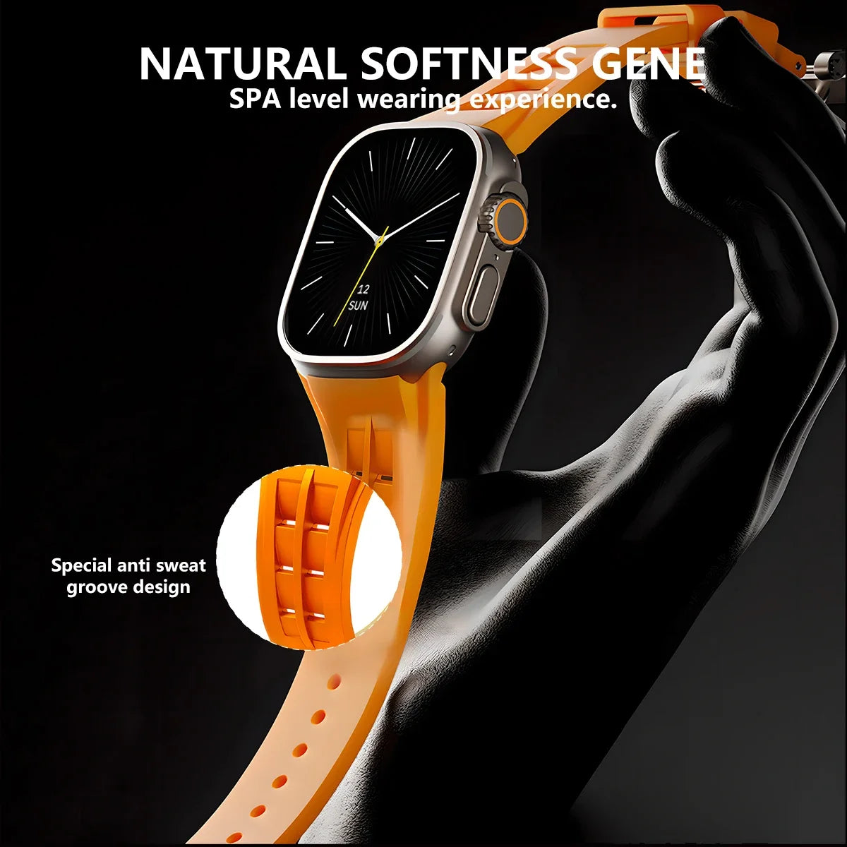 Breathable Soft Silicone Strap with Fold Buckle for Apple Watch