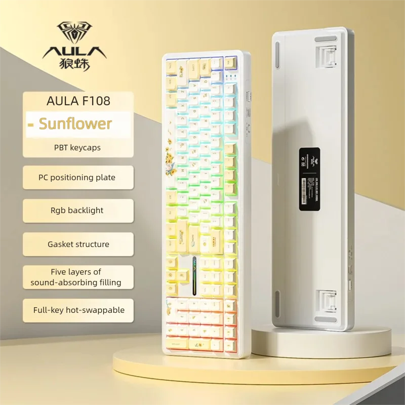 AULA F108 Hot-Swappable Wireless Mechanical Keyboard