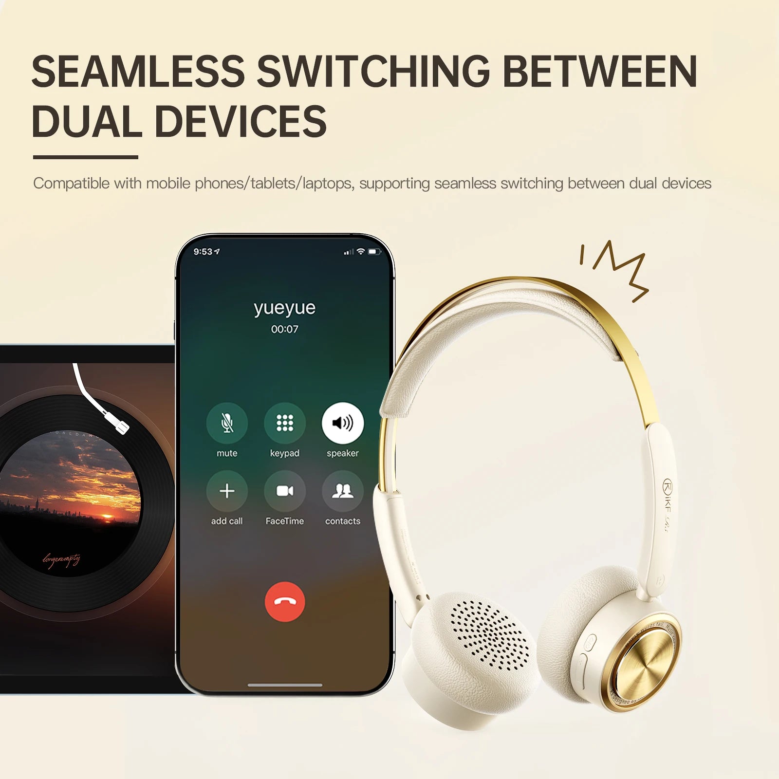 iKF R5 Retro Hybrid ANC Wireless Headphones