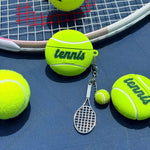 Tennis Ball-Shaped Flocked Case with Racket Pendant for AirPods 4