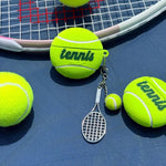 Tennis Ball-Shaped Flocking Case with Racket Pendant for AirPods 3