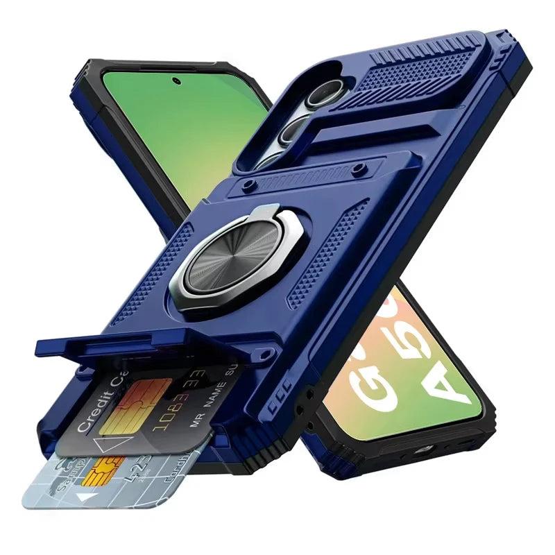 Samsung Galaxy A56 Shockproof Case with Magnetic Rotating Ring Stand & Wallet Cover