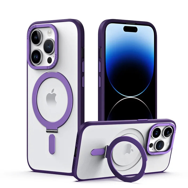 Premium Matte MagSafe Case with 360° Rotating Ring Holder for iPhone 15 Series